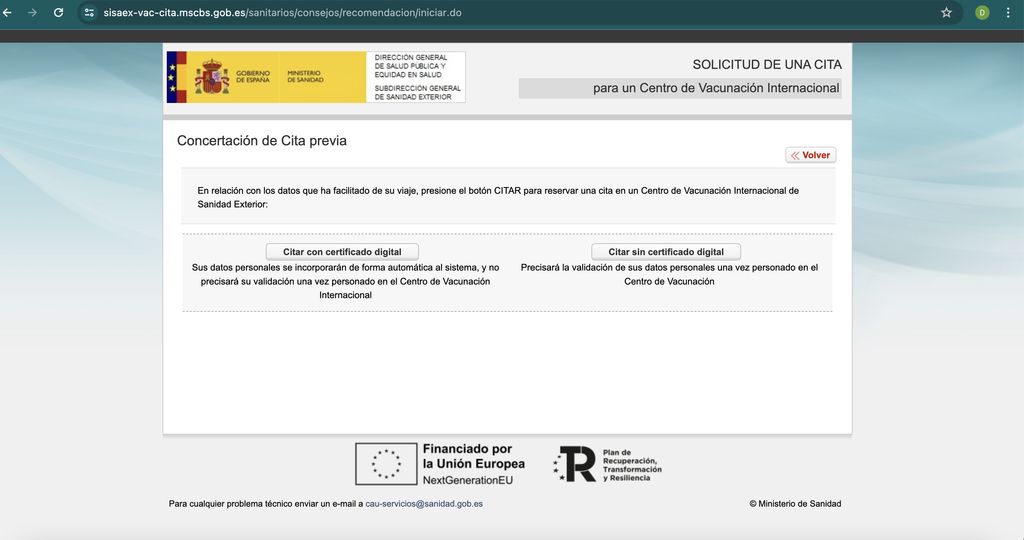 Paso 5 para pedir cita en Sanidad Exterior
