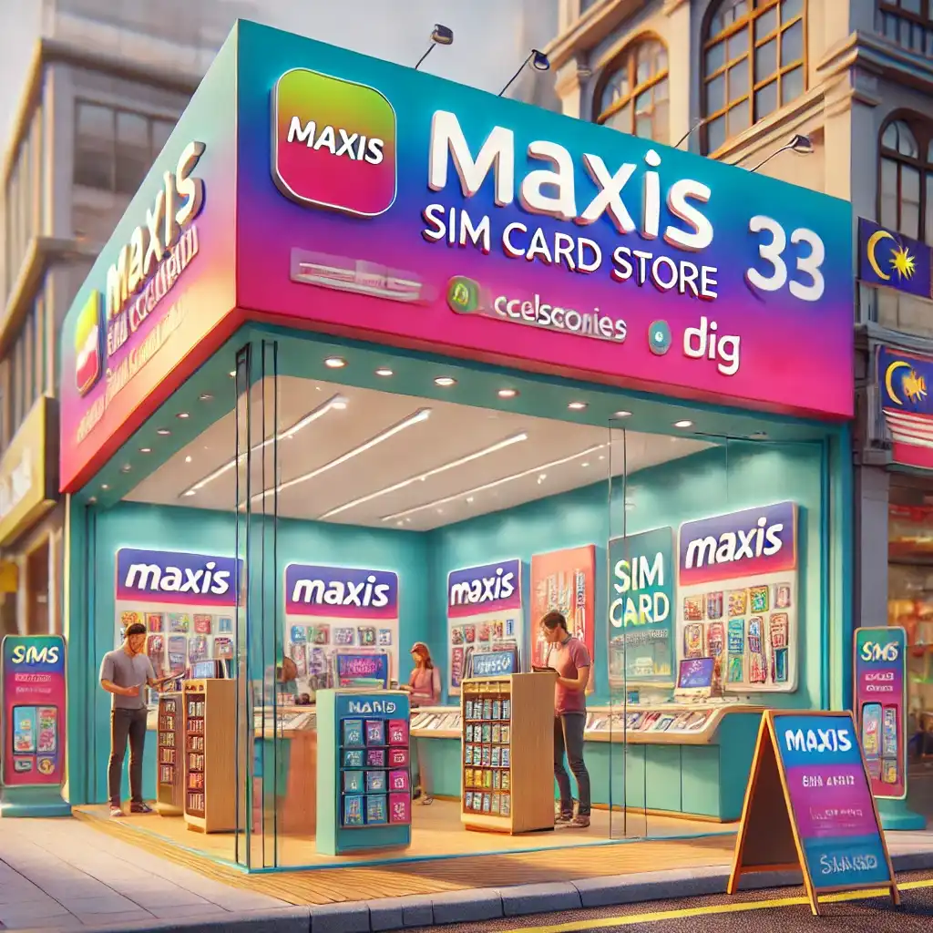 Ilustración de tienda de telefonía móvil en Malasia
