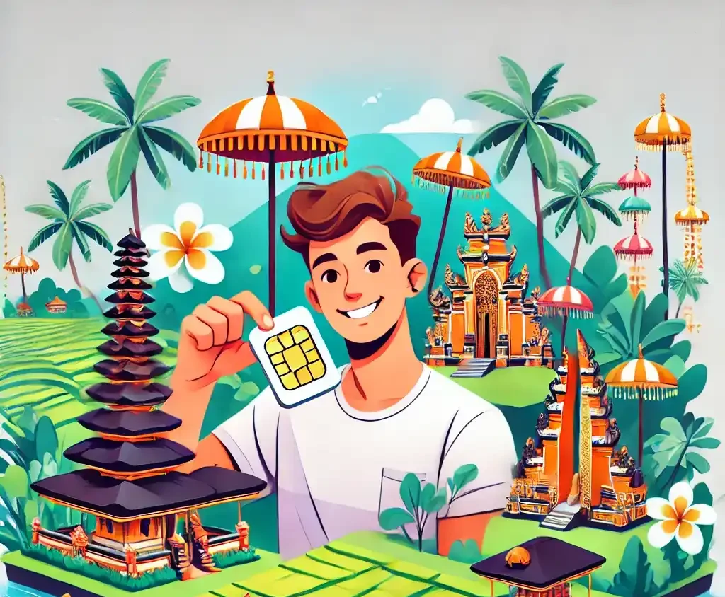 Ilustración de tarjeta SIM en Bali